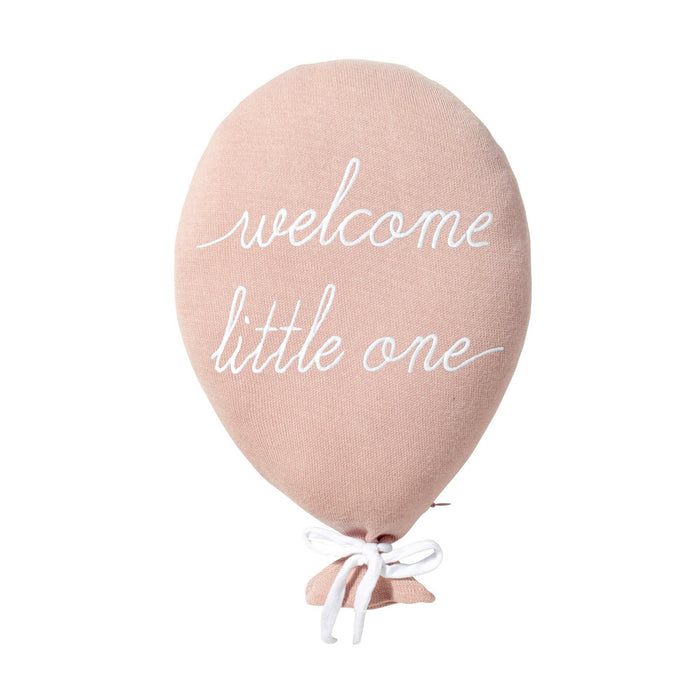 Coussin bébé coton tricoté ballon "Welcome Little One" Rose