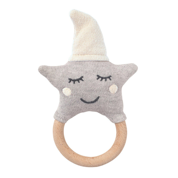 Babygeschenk Turban und Rassel Natur.