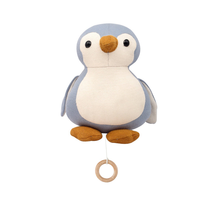 Boite à musique bébé pingouin bleu clair