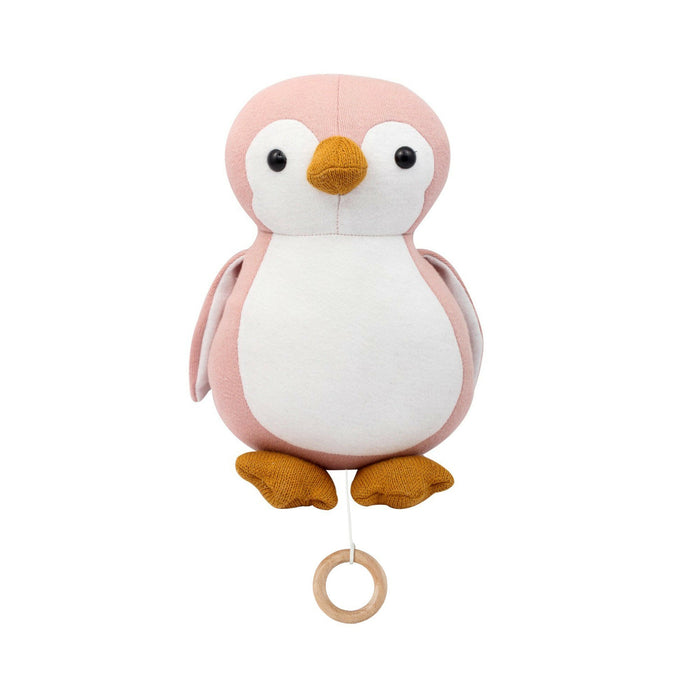 Boite à musique bébé pingouin rose