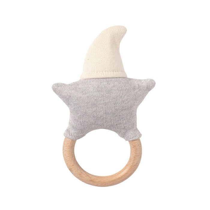 Hochet pour bébé coton tricoté étoile nature