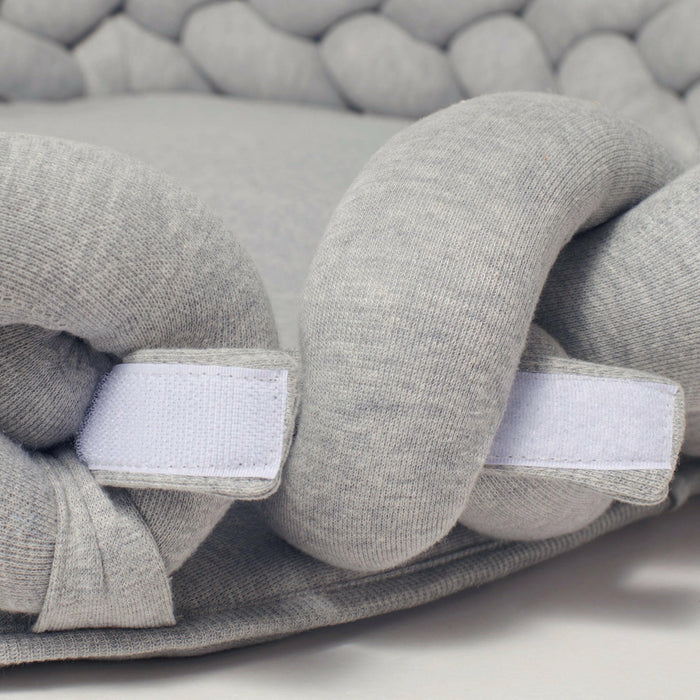 Tour de lit bébé coton tressé gris