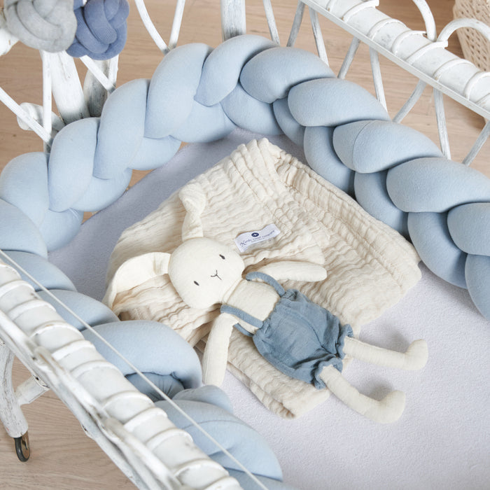 Tresse de lit en coton tricoté jersey bleu clair