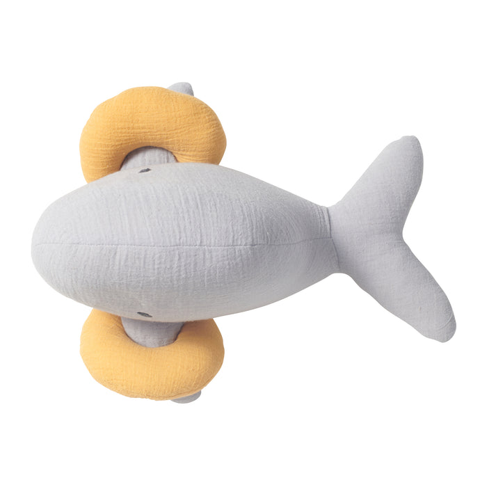 Cuddly toy muslin whale Bobby