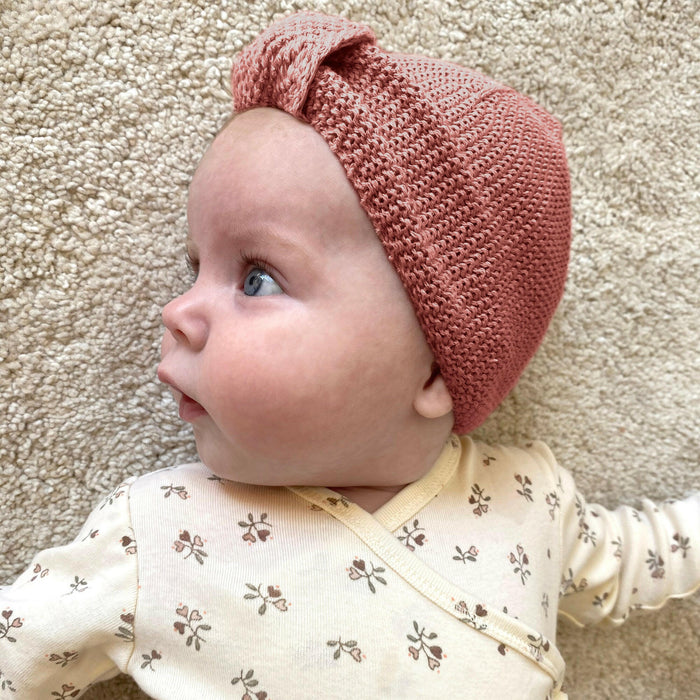 Bonnet turban pour bébé cuivre